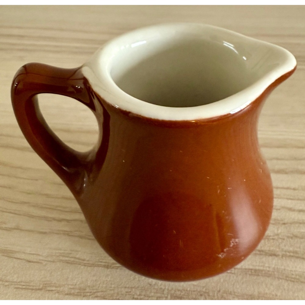 Vintage Hall USA Individual Creamer Cream Pitcher Brown Brownware 2" tall - Picture 7 of 7